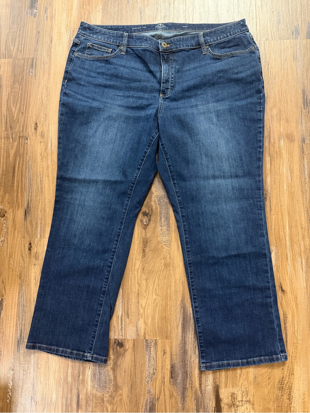 St. John's Bay Dark Blue Wash Straight Leg Women’s PLUS Jeans Denim Ankle Crop